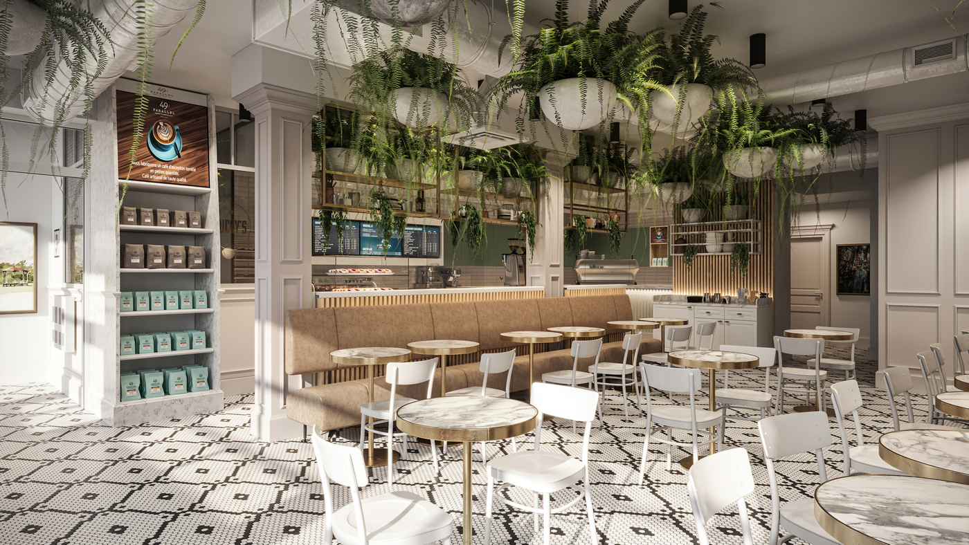 Design concept renders for a new café opening in Montreal, QC - , 3